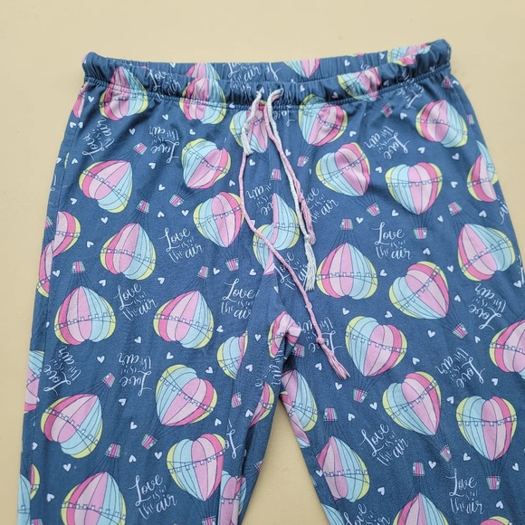 Briefly Stated Women’s Hot Air Balloon Love  Jogger Sleep Pants Blue L (12/14) - Picture 2 of 9